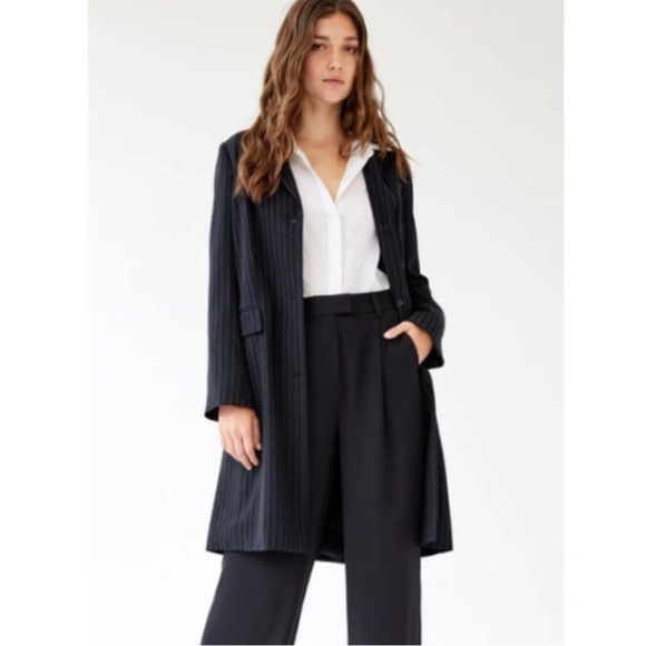 Babaton Jackets & Blazers - ARITZIA BABATON NAVY PINSTRIPE TRENT LONG JACKET